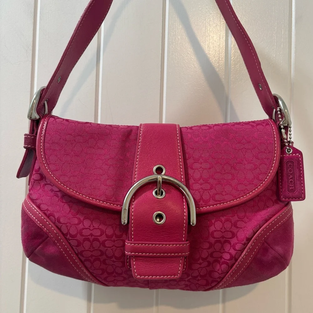 Coach Soho Mini Pink Signature Canvas Suede Denim Vintage Y2K Coach 6818 - Picture 2 of 15
